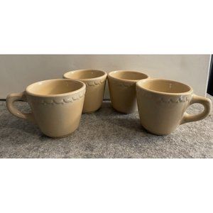 4 Vintage Syracuse China Econo Rim Restaurant Ware Tan Coffee Cups  # 1690